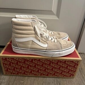 Vans High-Top Sneakers in Tan and White